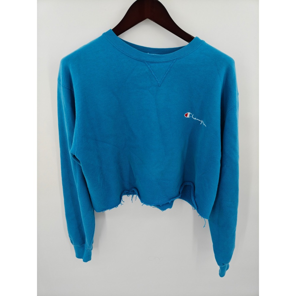 Champion Teal Blue Cropped Sweatshirt XXL USA Made Vintage 90s